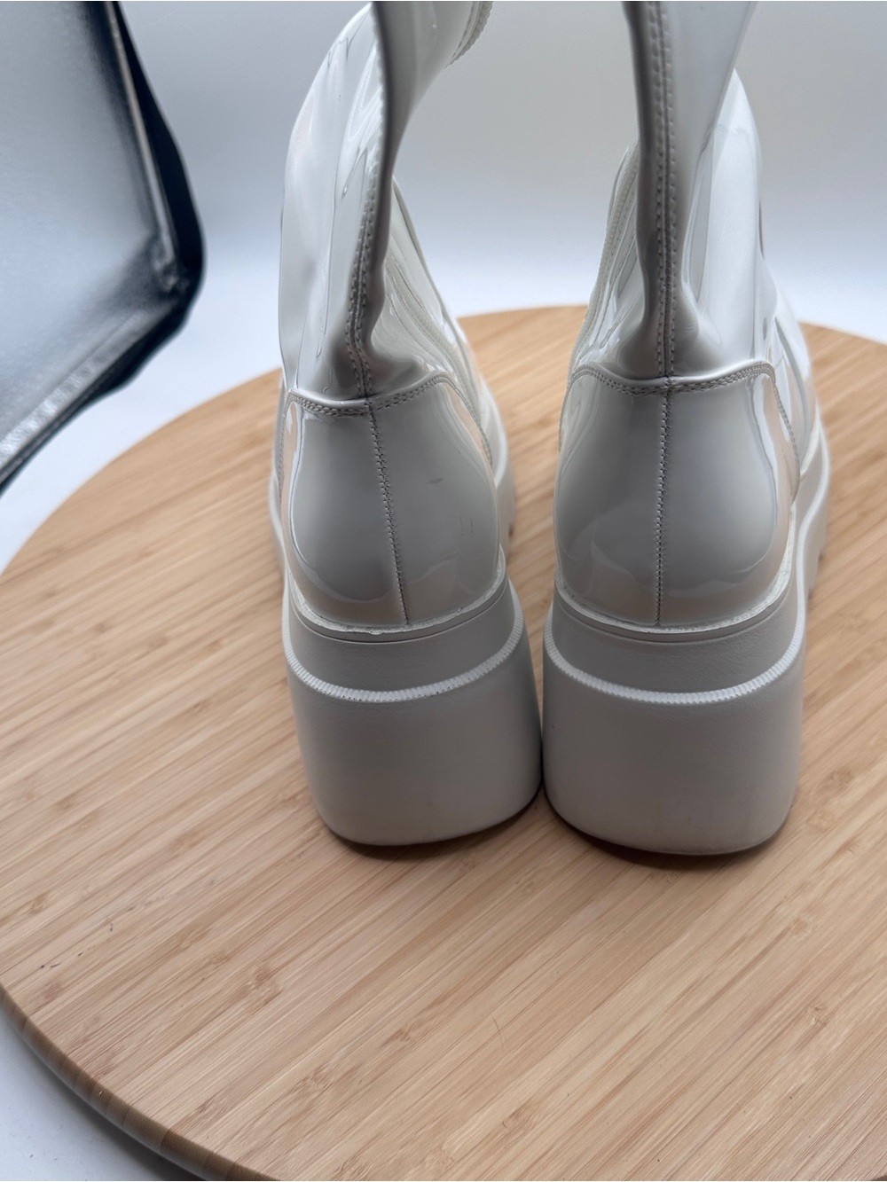 White patent knee-high platform wedge boots size 8.5 - Picture 13 of 15